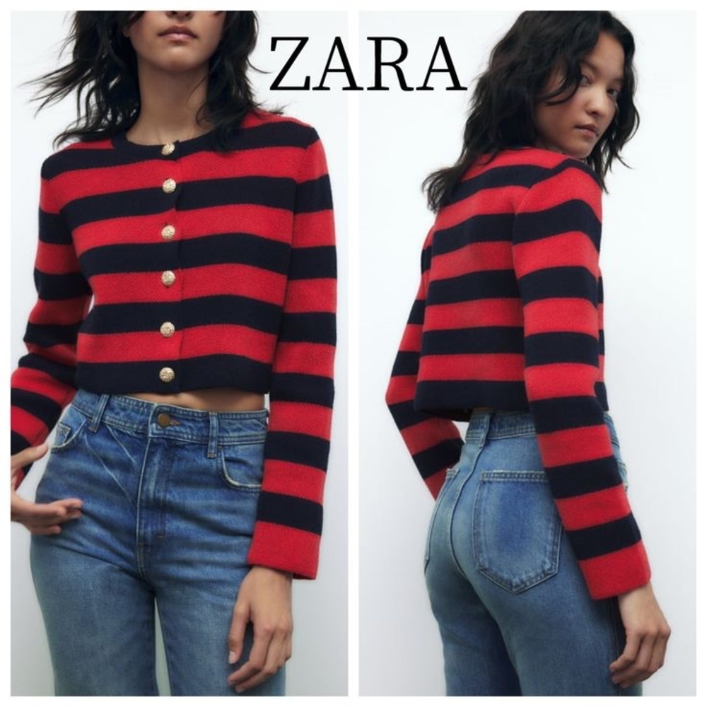 NWT Zara Blue and Red Striped Sweater